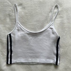 Brandy Melville White Crop Top W/ Black Stripes